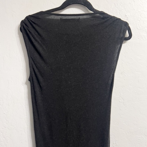 ALLSAINTS Gathered Tunic Cap Sleeve Dress US 2 Dark Gray Light Weight Raw Hem - Picture 3 of 6